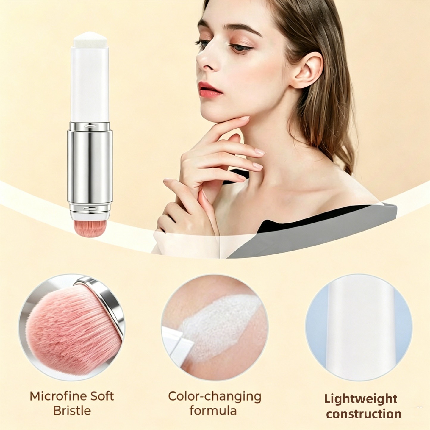 🎉BUY 1 GET 1 FREE🎉OFFICIAL PRODUCT Cover Cream Stick V w/ Detachable Brush - Korean Skin Care Color-Changing Foundation Stick with Collagen Capsules (0.45 oz)