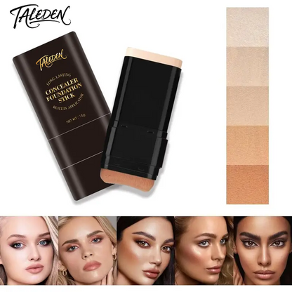 5-color Dual -Ended Foundation Concealer Stick Dual-ended with Built-in Brush