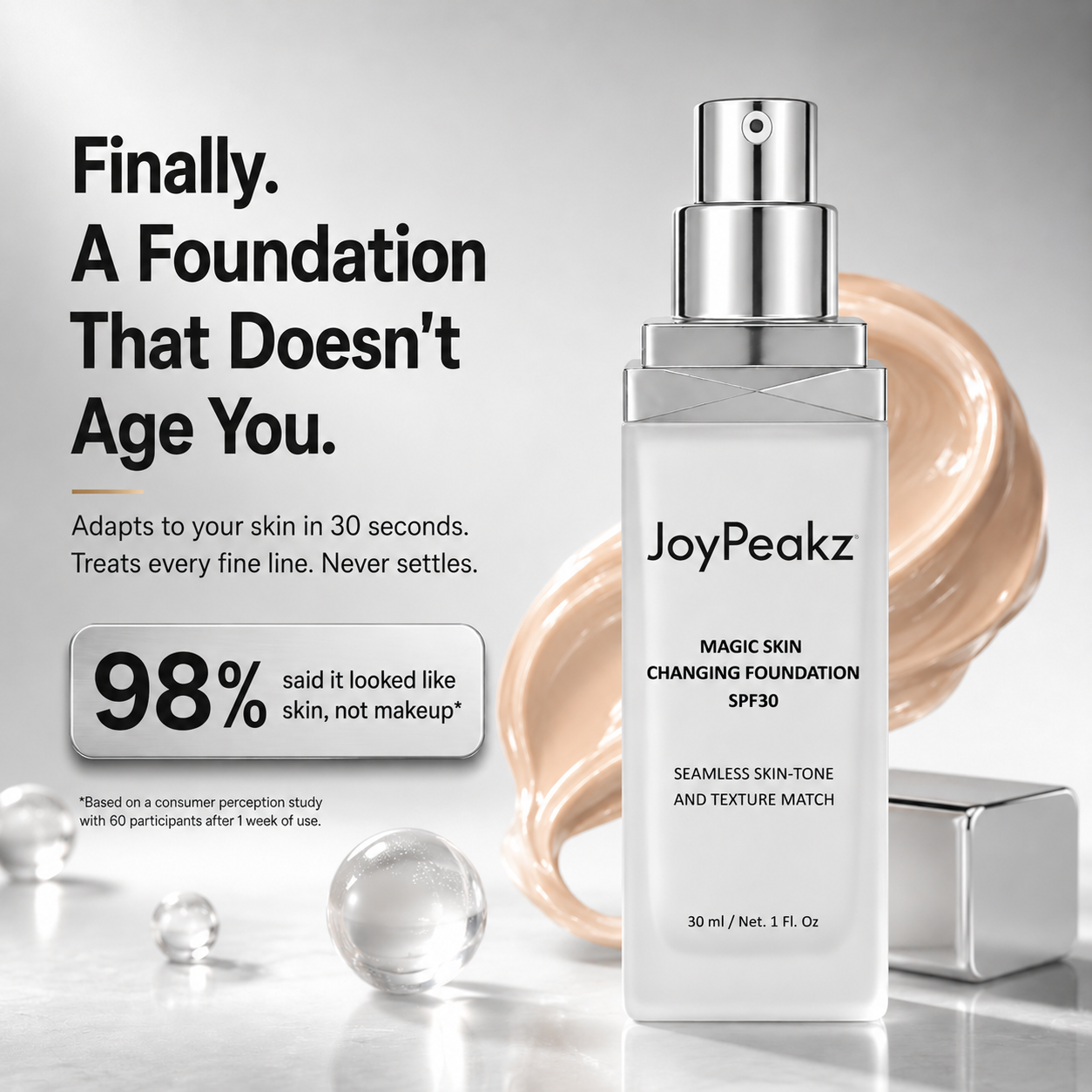 JoyPeakz™ Magic Skin Changing Foundation – Smart Shade-Adapting Makeup