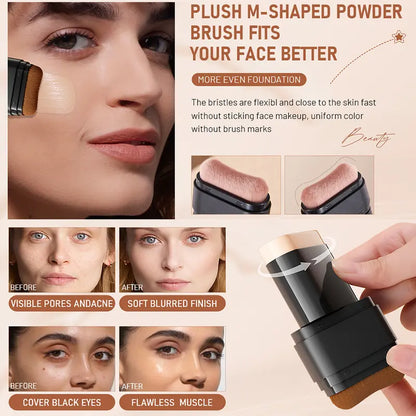 5-color Dual -Ended Foundation Concealer Stick Dual-ended with Built-in Brush