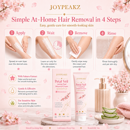 JoyPeakz™ Petal Veil Gentle Hair Removal Cream | For Women & Men, Sensitive Skin