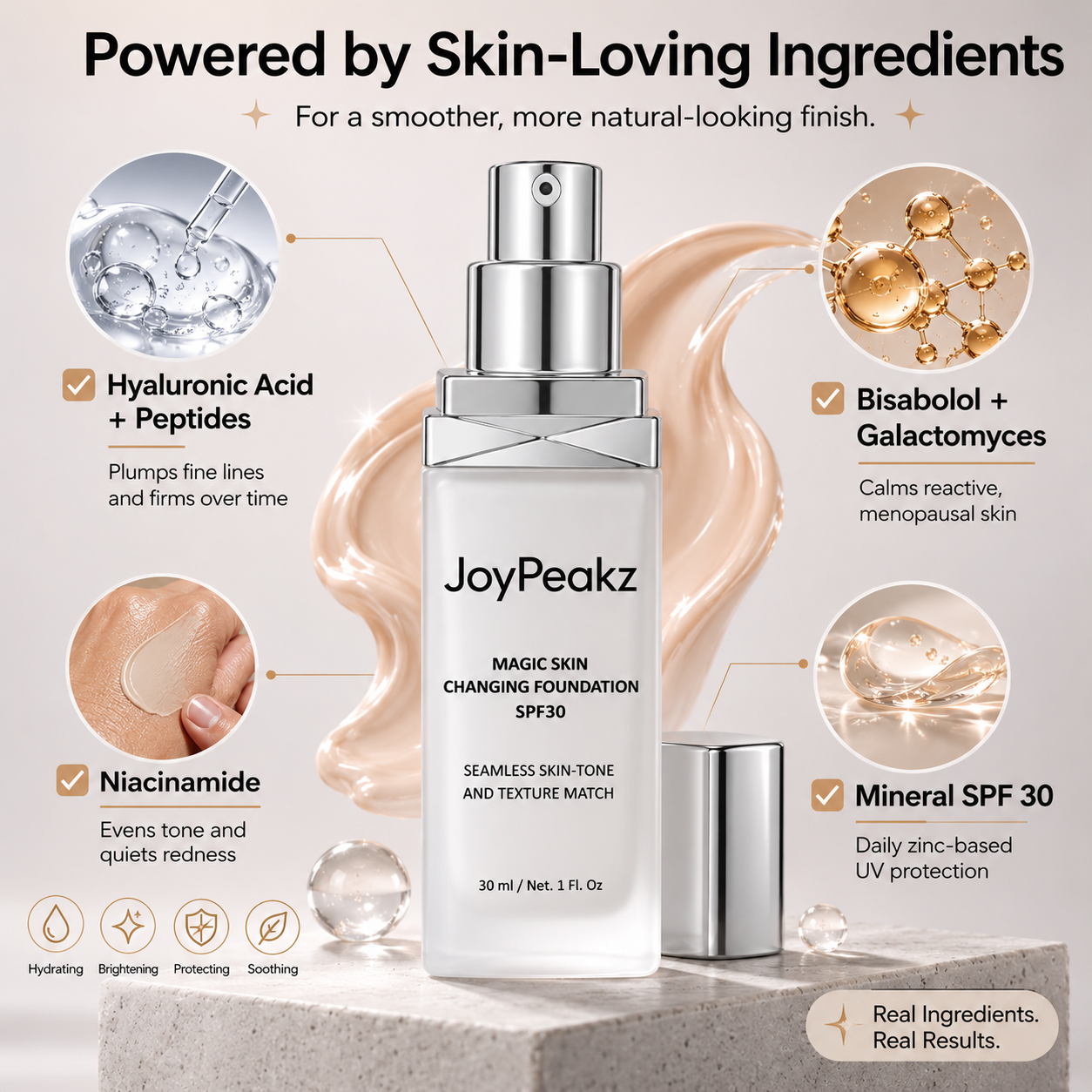 JoyPeakz™ Magic Skin Changing Foundation – Smart Shade-Adapting Makeup