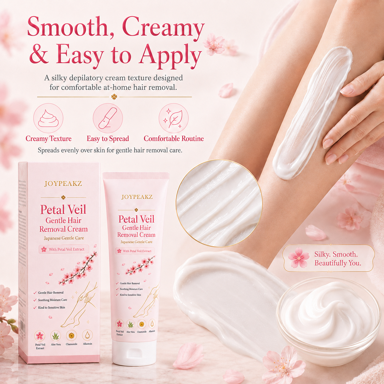 JoyPeakz™ Petal Veil Gentle Hair Removal Cream | For Women & Men, Sensitive Skin