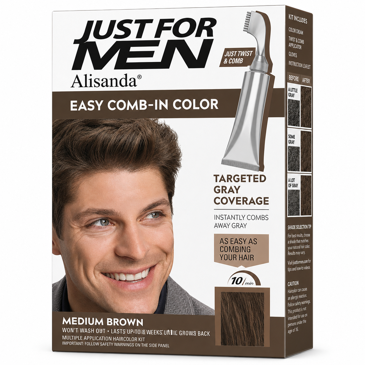 Final 3 hours 75% off🔥Men's Brush-Comb Hair Color Cream for Gray Coverage